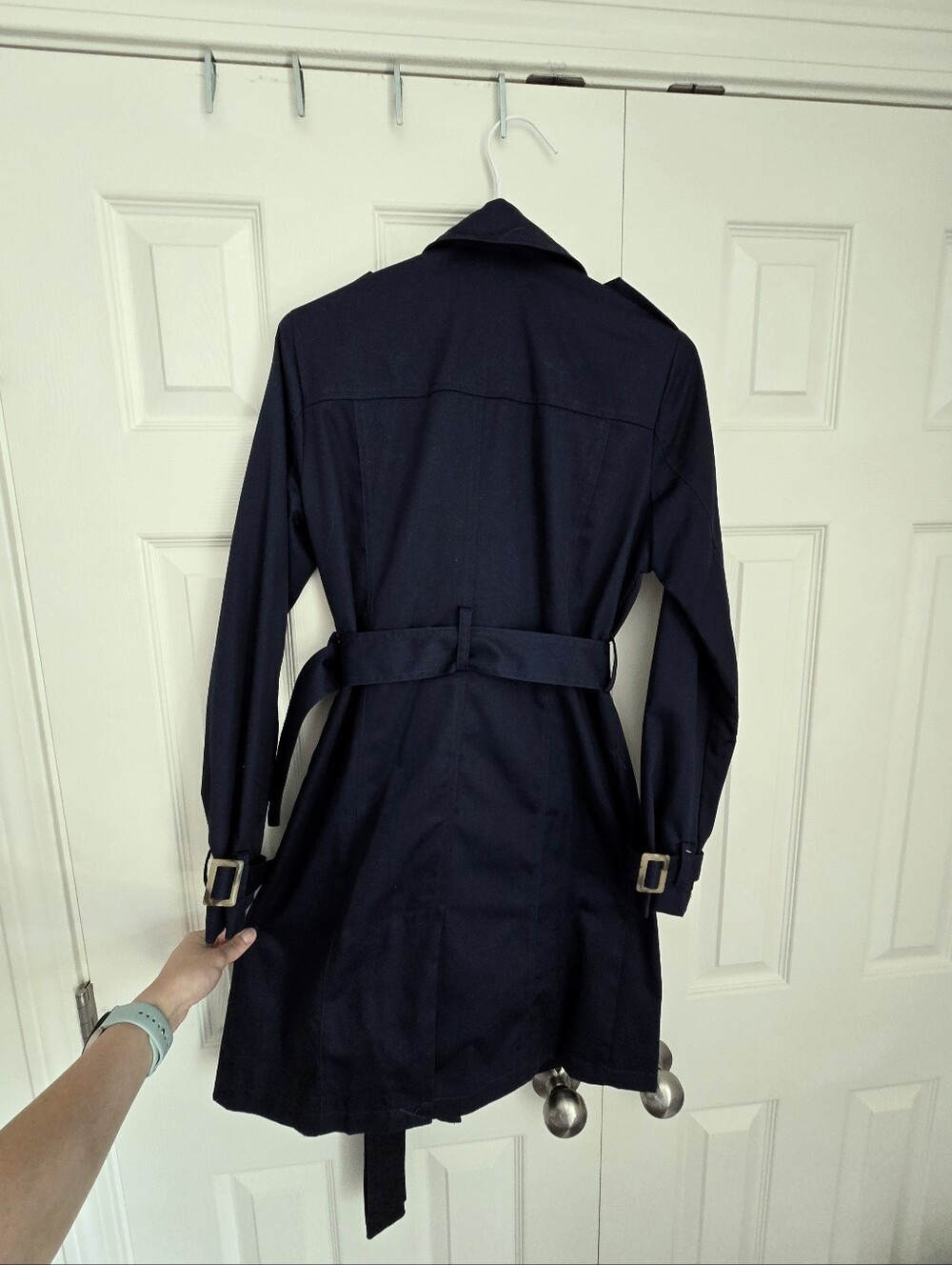 NEW Navy Belted Double Breasted Trench Coat - Picture 8 of 9